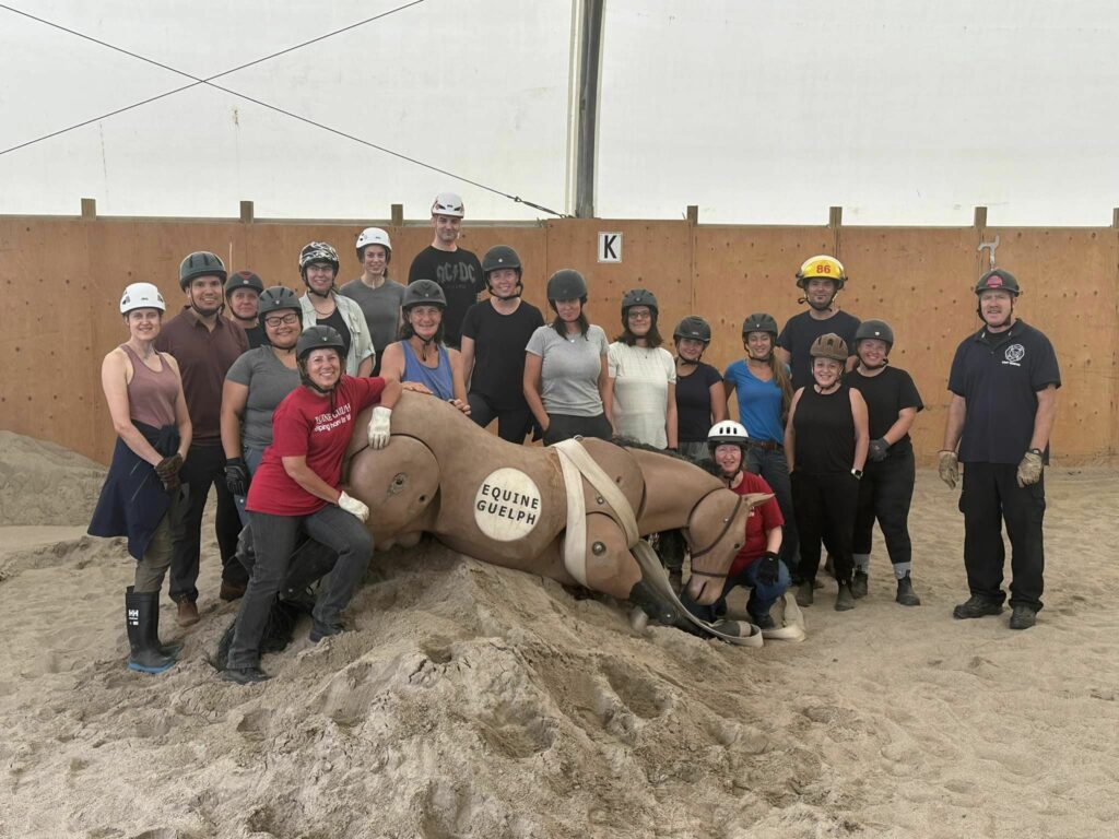 Large Animal Emergency Rescue course participants at Trinity Trotters in Burlington, Ontario